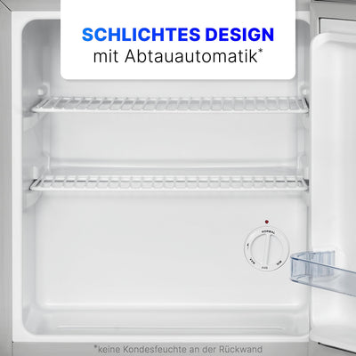 Bomann® Mini Kühlschrank 42 Liter | Getränkekühlschrank klein für Büro, Camping und Gaming | kleiner Kühlschrank leise 39 dB | Minibar mit wechselbarem Türanschlag | 51x45x45 cm | KB 7346 inox