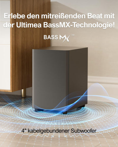 ULTIMEA 7.1ch Soundbar für TV Geräte, Surround Sound System für Heimkino mit App Steuerung, Soundbar mit Subwoofer, 4 Surround Lautsprechern, Soundsystem mit verstellbarem EQ, Bluetooth 5.3, Aura A40