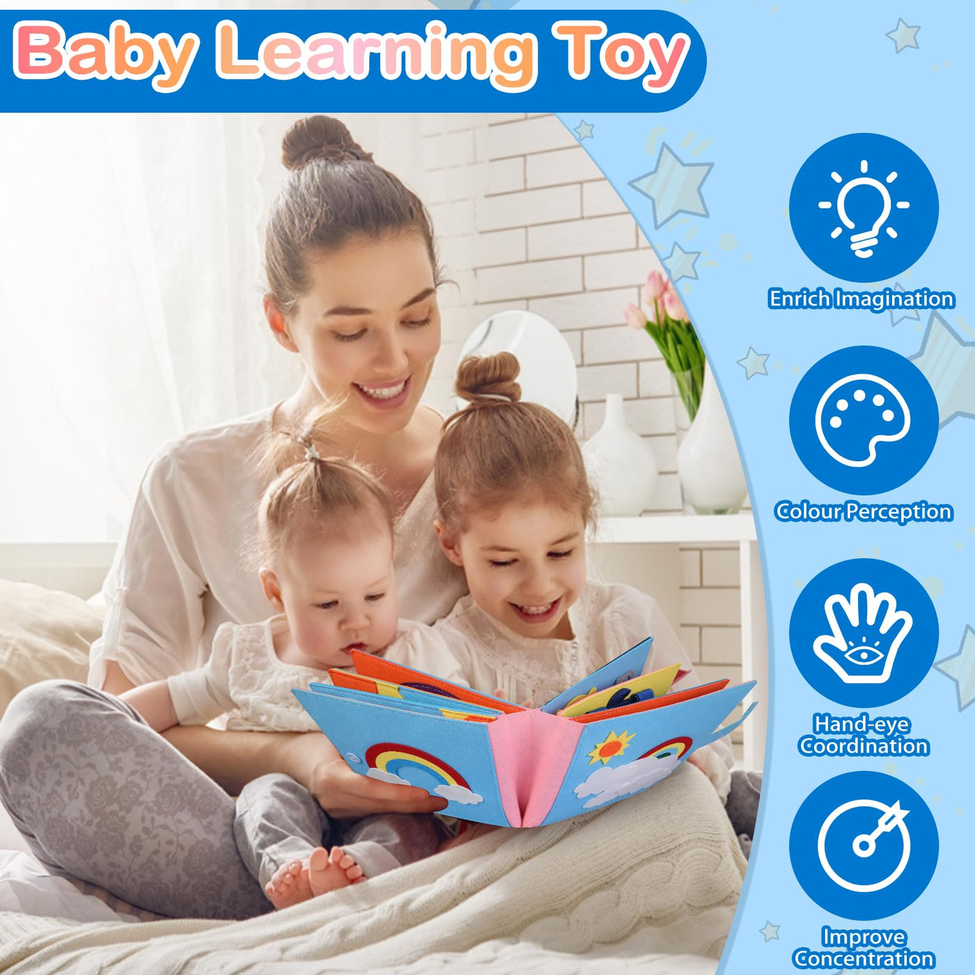 Gagotoy Quiet Book ab 1 2 Jahre, Montessori Spielzeug Activity Buch 3D Filz Sensorisches Busy Board, Weichem Stoff Früh Lernspielzeug für Baby Kleinkinder ab 1 2 3 Jahre