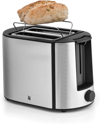 WMF Bueno Pro Toaster 2 Scheiben, Doppelschlitz Toaster Edelstahl mit Brötchenaufsatz, 2 Scheiben, 6 Bräunungsstufen, 870 W, edelstahl matt