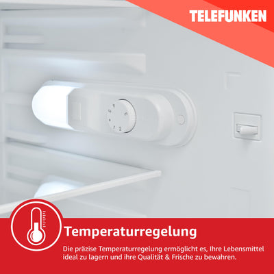 TELEFUNKEN Kühlschrank ohne Gefrierfach freistehend | Standkühlschrank mit 135 Liter Nutzinhalt | Kühlschrank klein mit Gemüsefach | Vollraumkühlschrank | Türanschlag wechselbar | C-135-100-S silber