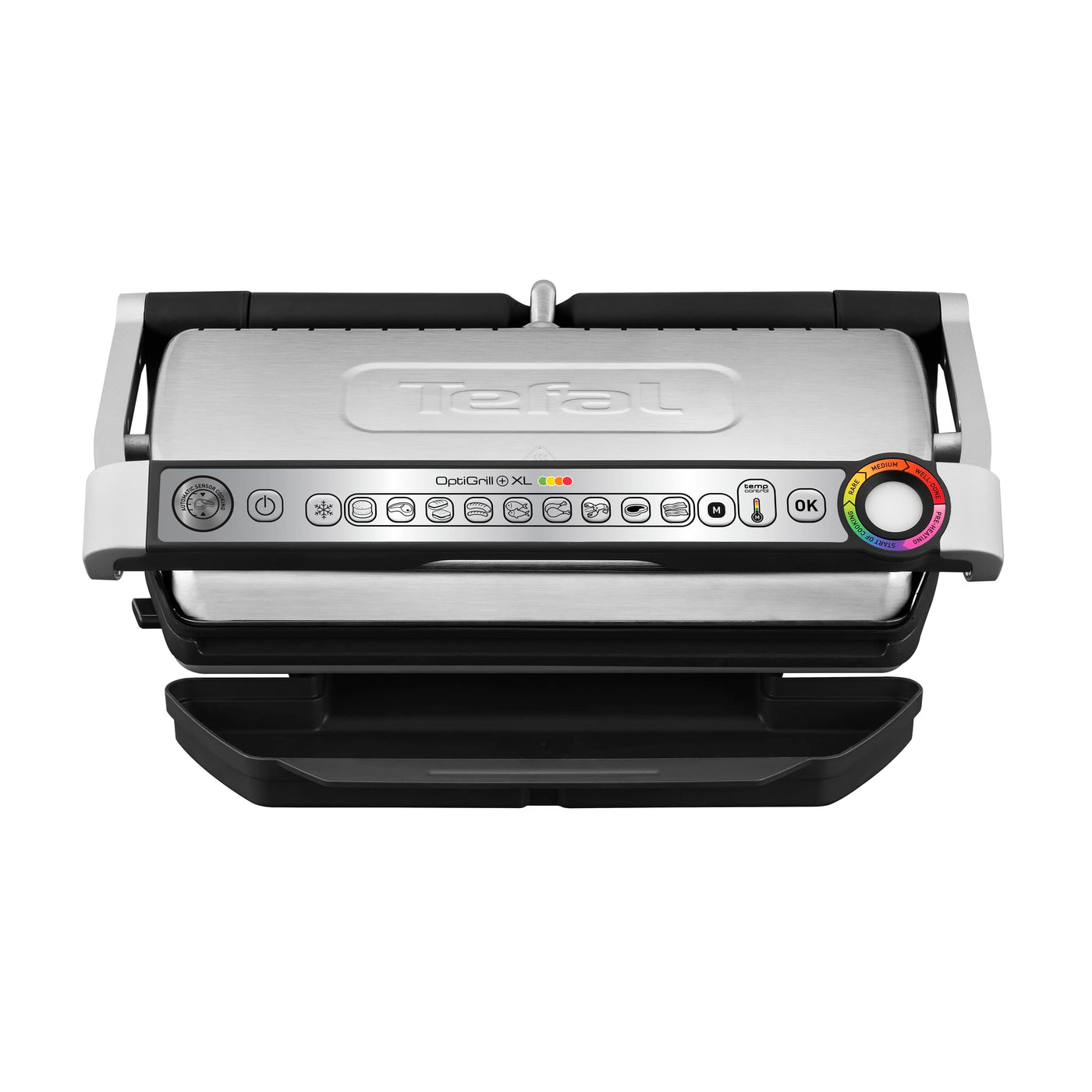 Tefal OptiGrill+ XL Kontaktgrill, 9 Programme, Garstufenanzeige, Abnehmbare XL-Platten, Manueller Modus, Elektrogrill, Edelstahl, GC722D16