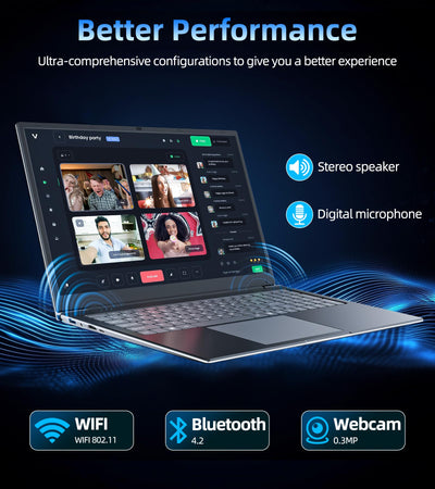 SGIN Laptop 17,3 Zoll, 4GB RAM 128GB SSD Notebook, I3 5005U, FHD IPS, 2 x USB 3.2, Bluetooth 4.2, Dual Band WiFi, erweiterbarer Speicher 512GB TF