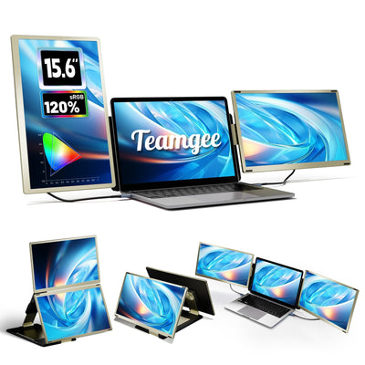Teamgee Laptop Monitor Erweiterung für alle Laptops, 15,6’’ FHD 120% sRGB Portable Monitor, Plug & Play Display für Mac, Windows, Chrome, Linux, Android, DeX, PC