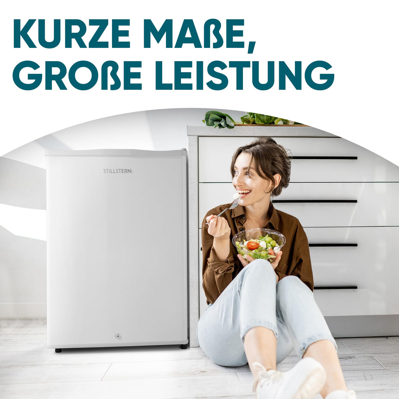Stillstern Mini Gefrierschrank (42L) -18°C, Eiswürfelschale, Schloss, Türanschlag wechselbar, 4-Sterne Tiefkühlschrank für Camping/Büro Gefriertruhe Klein Gefrierschrank Klein Tiefkühltruhe