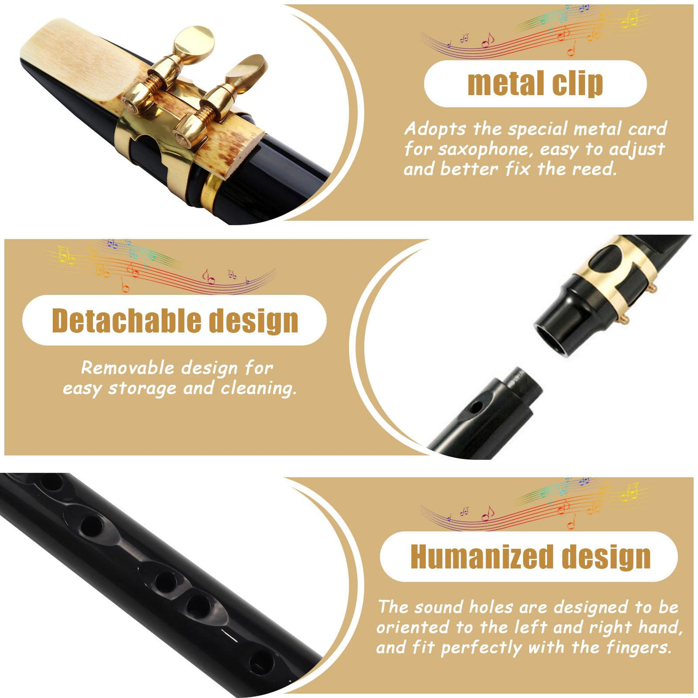 Mini Saxophon Spielbar Tragbares Instrumente Taschensaxophon Schwarz Pocket Saxophone Kit mit Saxophon Blätter Mundstück Tragetasche Zahnpolster Grifftabelle für Erwachsene Kinder Anfänger