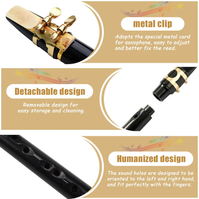 Mini Saxophon Spielbar Tragbares Instrumente Taschensaxophon Schwarz Pocket Saxophone Kit mit Saxophon Blätter Mundstück Tragetasche Zahnpolster Grifftabelle für Erwachsene Kinder Anfänger