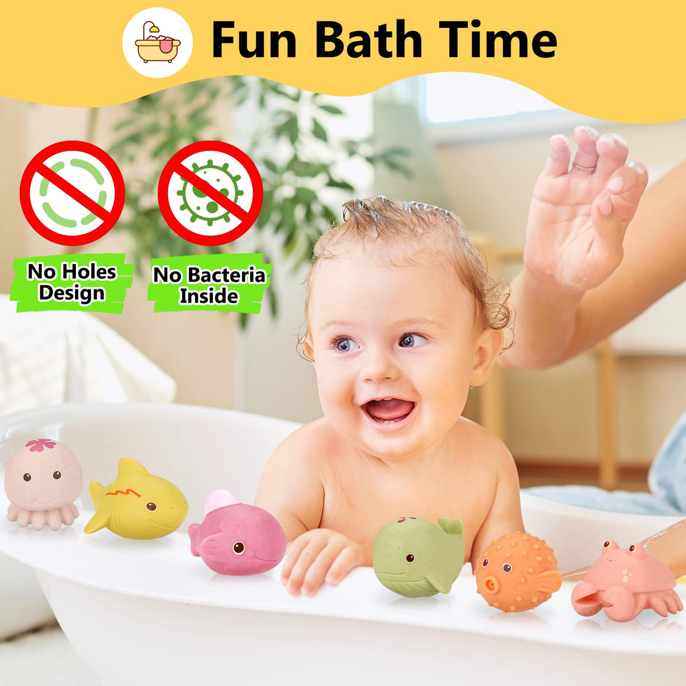Badetiere Baby Schimmelfrei – 6 Stück Badespielzeug Ohne Löcher, Wasserspielzeug für Kinder, Umweltfreundlich & Sicher, Für Babybadewanne, Pool & Strand, Fördert Hand-Auge-Koordination