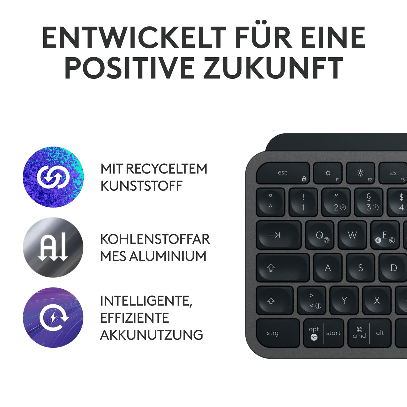 Logitech MX Keys S Combo: Leistungsstarke kabellose Tastatur und Maus mit Handablage,Customizable Illumination, Fast Scrolling,Bluetooth, für Windows/Linux/Chrome/Mac- Graphit, Deutsches QWERTZ-Layout