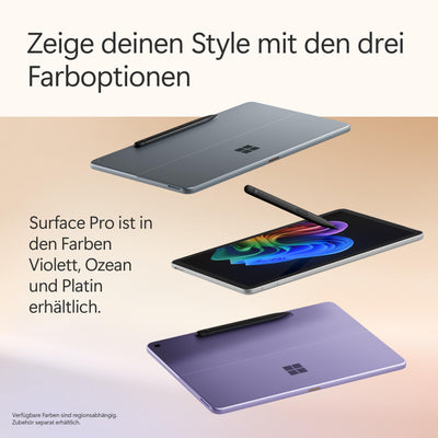 Microsoft Surface Pro | Copilot+ PC | 12” LCD Touchscreen | Snapdragon® X Plus | 16GB RAM | 512GB Speicher | Neuestes Modell | Platin