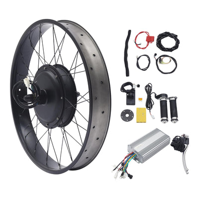 26 Zoll Fat-Bike Fatbike Umbausatz 48V 1500W Hinterrad E-Bike Bürstenloser Motor Kit mit LCD Display und Daumen-Drehknopf