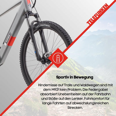 TELEFUNKEN MTB E-Bike Herren 29 Zoll, Elektrofahrrad Hinterradmotor, 7-Gang Kettenschaltung, Scheibenbremsen - Pedelec Mountainbike