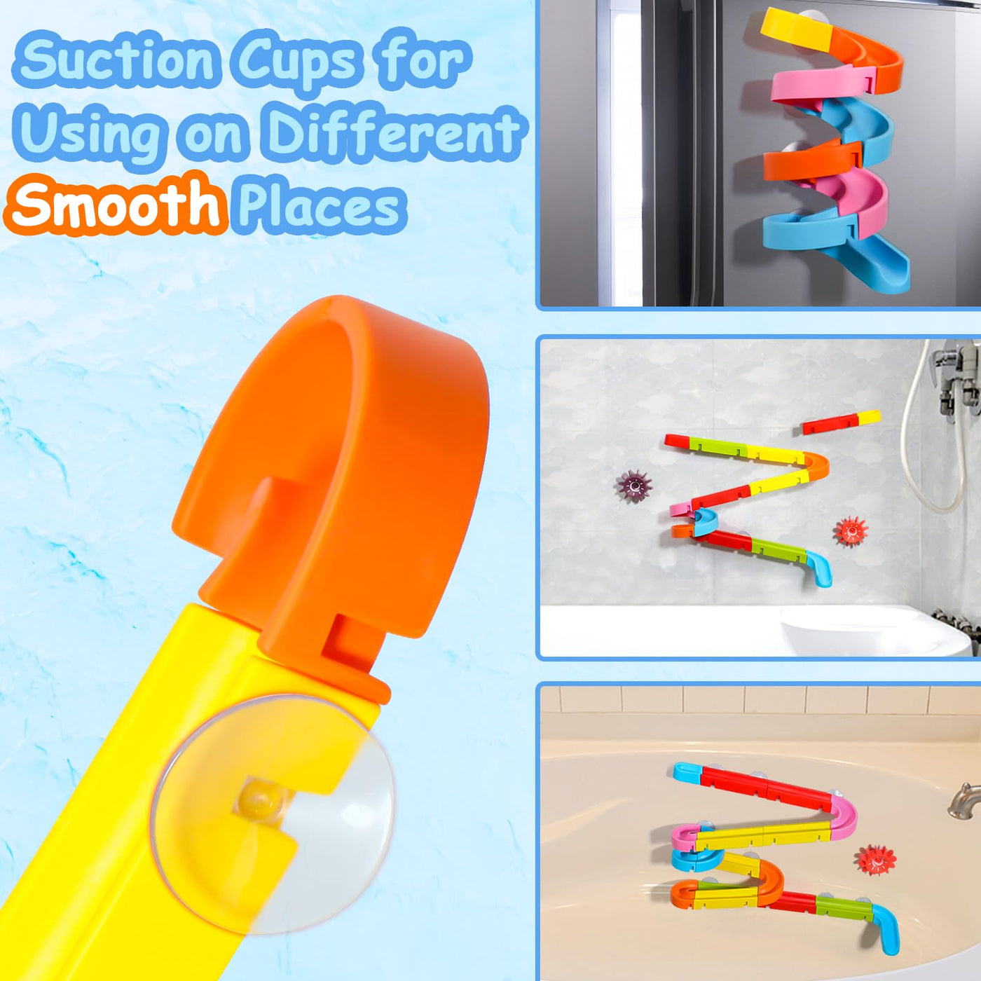 Badespielzeug Badewannenspielzeug Kinder Badewannen Spielzeug ab 3 4 5 Jahre, Murmelbahn Kugelbahn Badewanne Wasserspielzeug Kinder mit Saugnäpfe, Badespaß Geschenk Mädchen Junge (38 Stück)