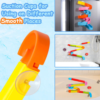 Badespielzeug Badewannenspielzeug Kinder Badewannen Spielzeug ab 3 4 5 Jahre, Murmelbahn Kugelbahn Badewanne Wasserspielzeug Kinder mit Saugnäpfe, Badespaß Geschenk Mädchen Junge (38 Stück)