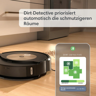 iRobot Roomba Combo j9+ Saug- und Wischroboter mit autom. Absaug-/Nachfüllstation, Kartierung, PrecisionVision Navigation, 4-Stufen-Reinigung, Objekterkennung/ -vermeidung, Sprachassistentenkompatibel