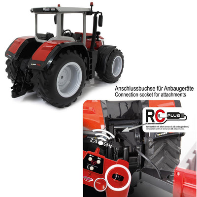 JAMARA Massey Ferguson 8S.285 1:16 2,4Ghz - RC Traktor, Motorsound (abschaltbar), Rückfahrwarnsound, Abschaltfunktion, 2 Radantrieb, Gummireifen, helle LED, Blinker, Demo Funktion