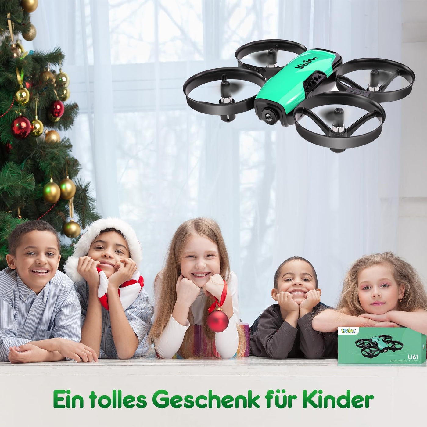 Loolinn | Drohne mit Kamera als Geschenk für Kinder - Mini Drohne Ferngesteuert mit Video & Fotos/Einstellbare Kamera/Zwei Batterien/Geprüftes C0-Zertifikat (Geschenk für Jungen und Mädchen)