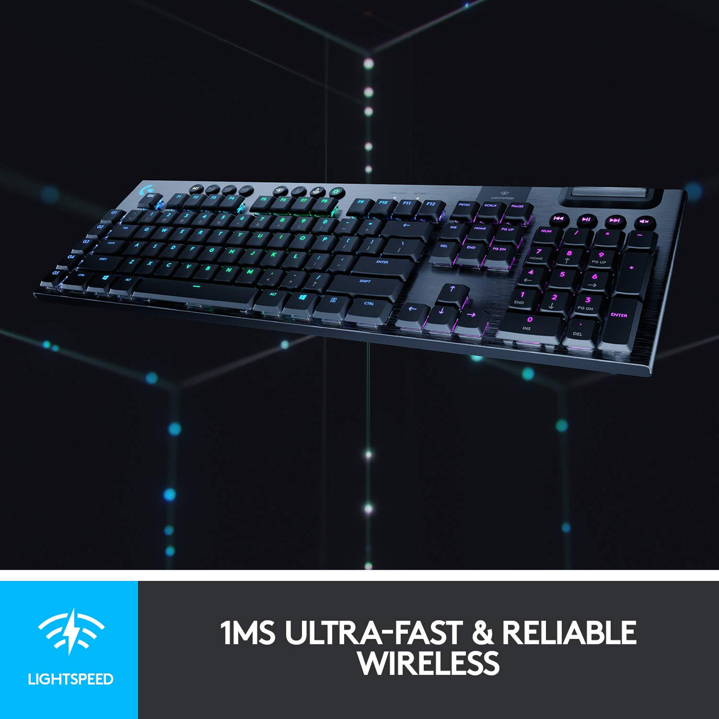 Logitech G915 LIGHTSPEED kabellose mechanische Gaming-Tastatur, Taktiler GL-Tasten-Switch mit flachem Profil, LIGHTSYNC RGB, Ultraschlankes Design, Deutsches QWERTZ-Layout - Carbon