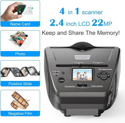 DigitPro Film- und Foto-Scanner mit 2,4-Zoll-LCD-Bildschirm, konvertiert 35 mm/135 Dias und Negativ-Film, Foto, Visitenkarte in 22 MP Digitale Bilder, Scanner-Photo-Slides-Negative-Digital