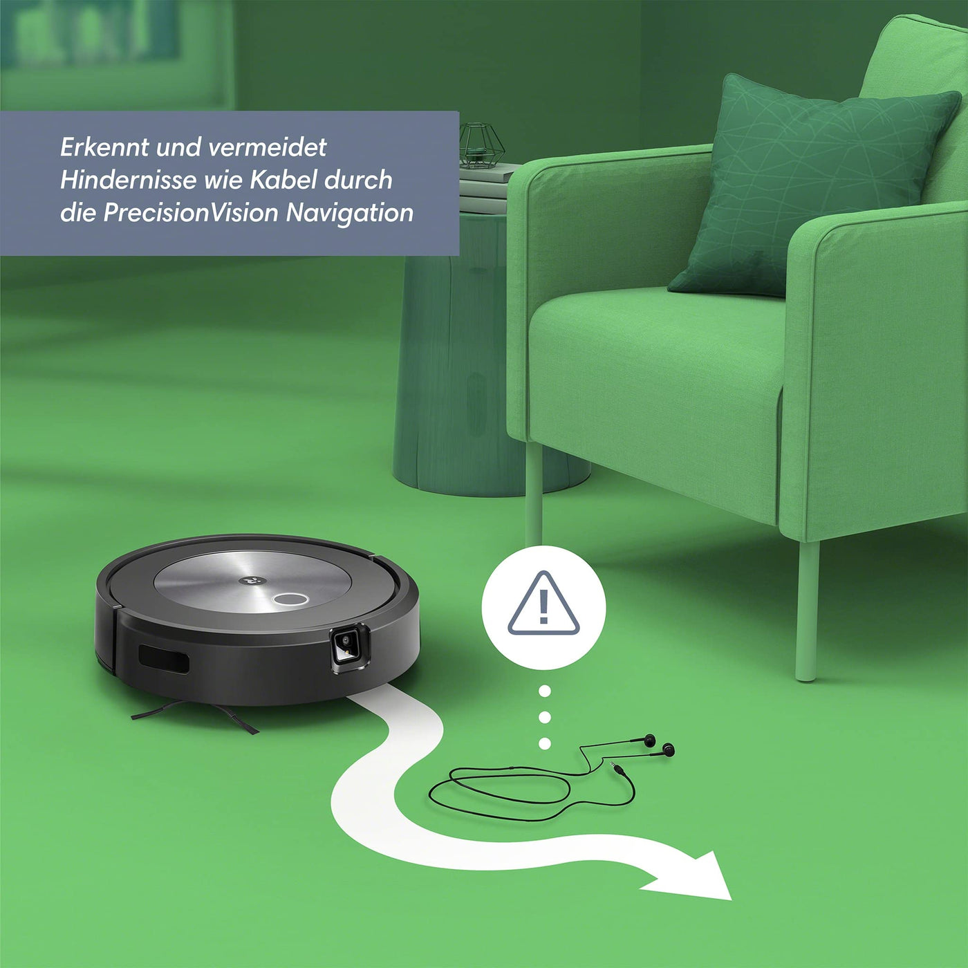 iRobot® Roomba® j7 WLAN-fähiger Saugroboter mit Kartierung und mit Zwei Gummibürsten für alle Böden - Objekterkennung und -vermeidung - Lernt, kartiert und passt Sich an Dein Zuhause an