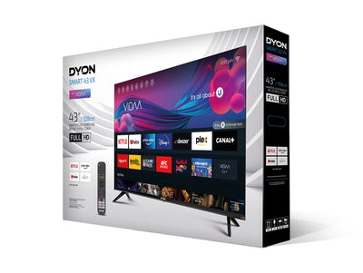 DYON Smart 43 VX 108 cm (43 Zoll) Fernseher (Full-HD Smart TV, HD Triple Tuner (DVB-C/-S2/-T2), App Store, Prime Video, Netflix, YouTube, DAZN, Disney+) [Mod. 2022], Schwarz