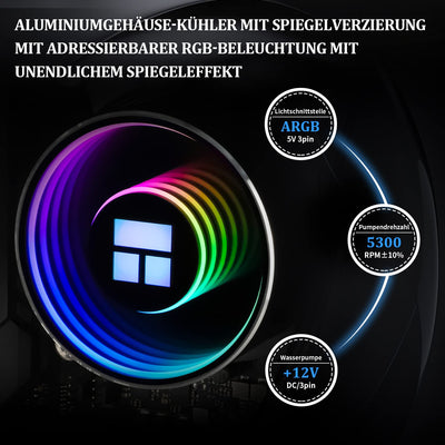 Thermalright Frozen Notte 240 BLACK ARGB Wasserkühlung CPU Kühler, 240 CPU Kühler Spezifikationen, Doppel PWM Lüfter, S-FDB V2 Lager, passend für AMD/AM4 AM5, Intel LGA 1700/1150/1151/1200/2011