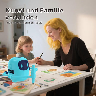SHENSE Zeichenroboter für Kinder Drawing Robot mit 150 Karten Interaction&17 Color Pens Roboter Kinder Spielzeug Sprachinteraktiver Zeichenprojektor Wiederaufladbar Lernspielzeug für ab 3+Jahren