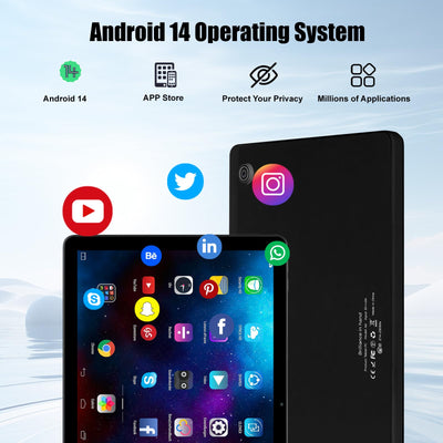 Fullant Tablet 11 Zoll, Android 14 Tablet with Octa Core 2.0GHz Prozessor, 10GB RAM 128GB ROM 1TB TF, 5G+2.4G WiFi 6, 8+5MP Dual Kamera, 6800mAh Akku, Bluetooth 5.0 (Schwarz)