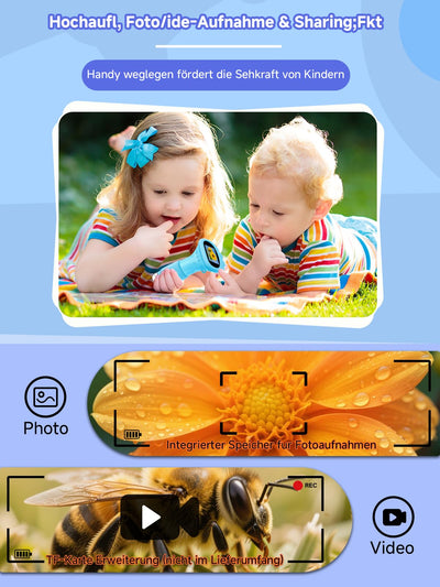 Acoath Mikroskop für Kinder, Digitales Mikroskop mit 2,0" IPS-Bildschirm Lupe 200x Vergrößerung, 8 LED Lights Handy Microscope USB Taschenmikroskop - Blau