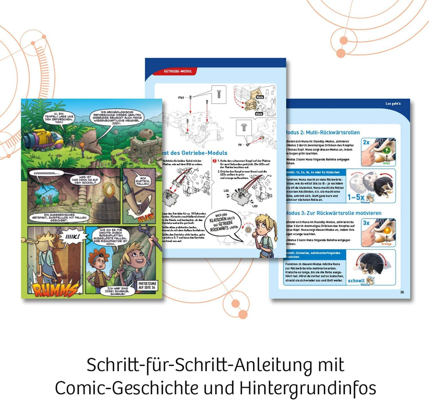 Kosmos 620066 Nuna - Dein Igel-Roboter, Roboter-Bausatz, Rückwärtsrollen durch klatschen, laufen, Stacheln aufstellen, Spielzeug für Kinder, Bionik-Modell, Experimentierkasten ab 8-12 Jahre, Mittel