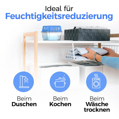 Idelia® 4x Luftentfeuchter + 9 Nachfüllpacks - Raumentfeuchter Luftentfeuchter für Küche, Bad & Wohnzimmer bis 40m² + 9x 400g Luftentfeuchter Granulat (4x Luftentfeuchter + 9x Nachfüllpacks)