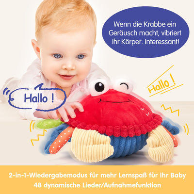 hahaland Krabbe Baby Spielzeug 6 8 9 10 12 Monate,Musikalische Krabbelspielzeug,Crawling Crab Tummy Time Toy,Spielzeug ab 6 Monate fürs Krabbeln Lernen,Neugeborenes Weihnachts Babyspielzeug Geschenk