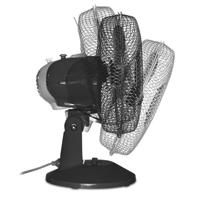 TROTEC Tischventilator TVE 11, geräuscharmer Ventilator, 25 Watt, 2 Gebläsestufen, 80°-Oszillation, 23 cm Flügeldurchmesser, stabiler und kippfester Standfuß, schwarz