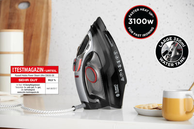 Russell Hobbs Dampfbügeleisen [3100W, 210 g Extra-Dampfstoß] Bügeleisen Power (350ml Wassertank, Keramik Bügelsohle, Selbstreinigungs- & Sprühwasserfunktion, Antikalk & Tropfstopp, 70g/min) 20630-56