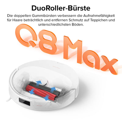 roborock Q8 Max Robot Vacuum Cleaner with DuoRoller Brush/5500 Pa Suction Power/No-Go Zones/Cleaning Along The Floor Line/3D Drawing/Multiple Cleaning Levels/App (Upgrade from Q7 Max)