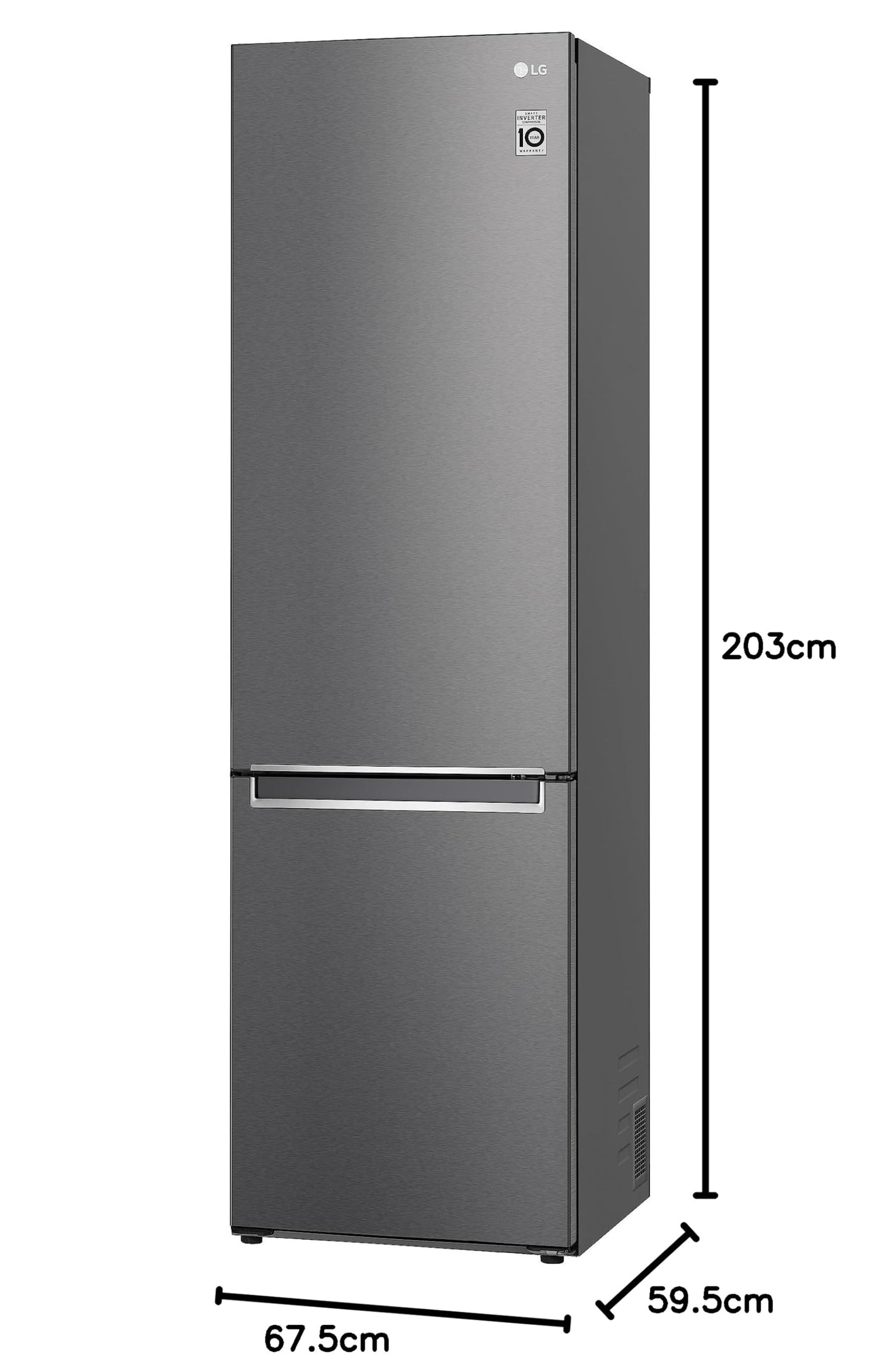 LG GBP62DSNCN1, Klasse C, 384 L, Kühl-/ Gefrierkombination, Frische Features, Kühlschrank mit Gefrierfach und Innendisplay, DoorCooling+, LINEARCooling, 59,5 x 203 x 67,5 cm ꟷ Dark Graphite