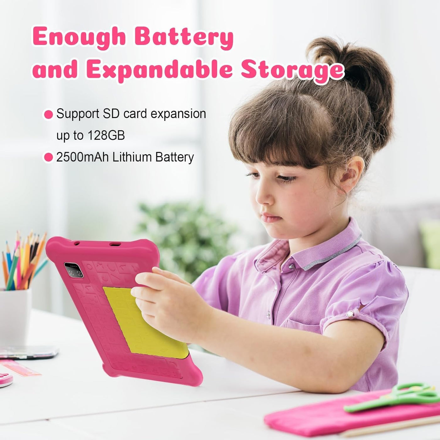 Yicty Kinder Tablet 7 Zoll Android Tablet für Kids 5GB RAM 32GB ROM Kindersicherung IPS HD Bluetooth WiFi Quad Core Dual-Kameras Children's Tablets PC mit Schutzhülle (Rosa)