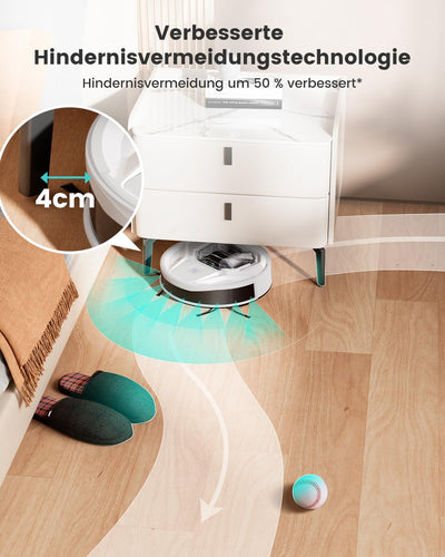 LEFANT M320 Saugroboter, 6.000Pa Staubsauger Roboter mit Präzise-Entfernungs-Navigation, Sichtbar 800ML Staubbehälter, 210Mins, WLAN/App, Ideal für Tierhaare, Teppiche