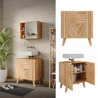 Vicco Waschbeckenunterschrank Lucie, Bambus, 60 x 65 cm mit 2 Türen