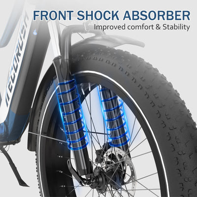 ECORUSH E Bike Herren,Ebike ECO R1 mit 48V 13Ah Batterie,Elektrofahrräder 26 * 4.0 Zoll,E-Bike 250W Motor & 25km/h, E Mountainbike 7-Gang Getriebe mit LCD-Display,Reichweite Max 100km