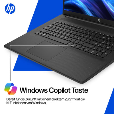 HP Laptop mit 17,3" FHD Display, AMD Ryzen 3 7320U, 8 GB DDR5 RAM, 512 GB SSD, AMD Radeon Grafik, Windows 11, QWERTZ, Silber inkl. 25 GB Dropbox-Speicher für 12 Monate