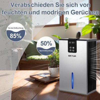 Luftentfeuchter Elektrisch 2700ml, Luftentfeuchter für Zuhause mit automatischer Abschaltung, 7-Farben-LED-Licht, ideal für Wohnmobil, Badezimmer, Schlafzimmer,Keller (Grau)
