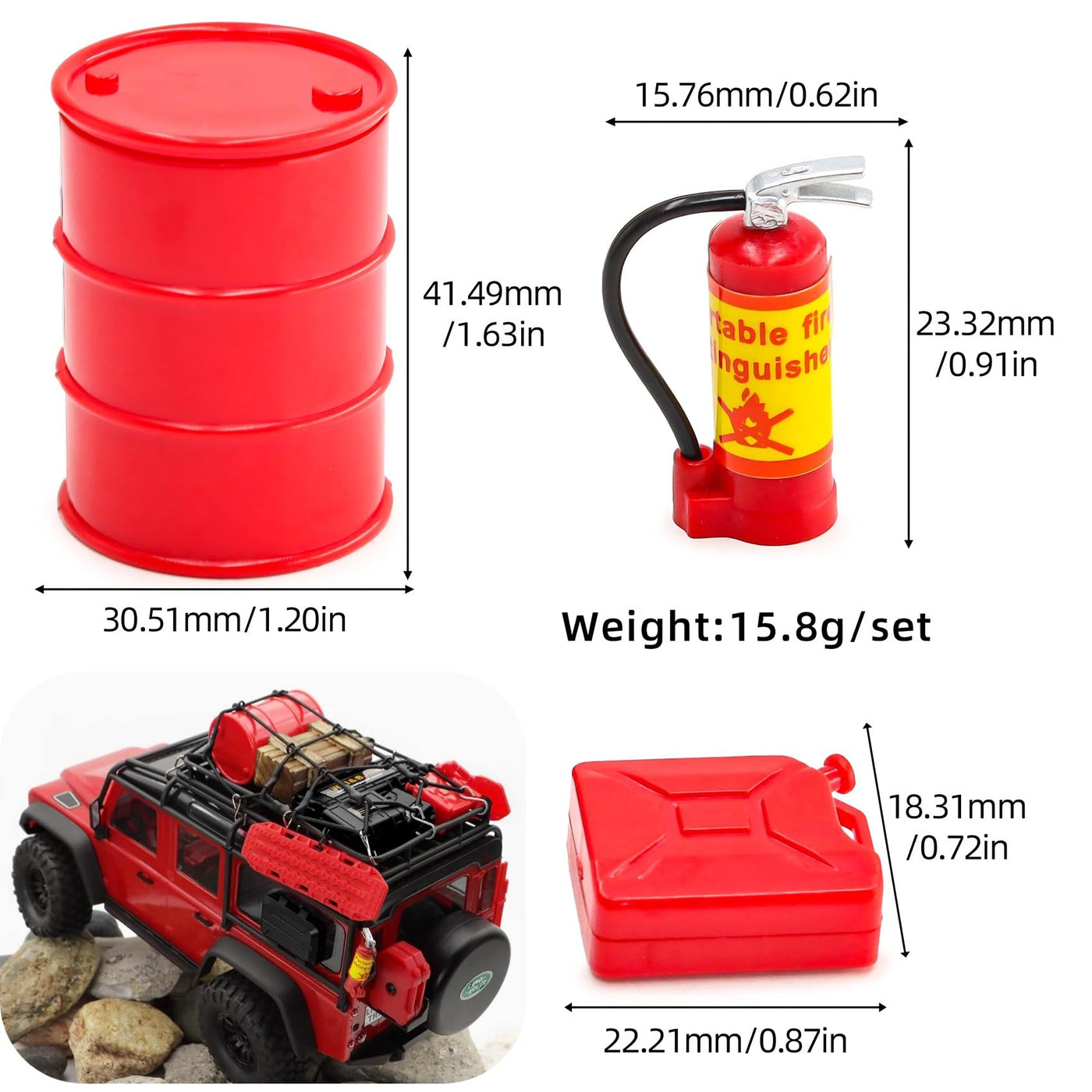 Ezweiji RC Crawler Car Dachdekoration 12-in-1 Tankaufbewahrungsbox, Gepäcknetz, Schaufel, Für Traxxas Desert Racer Slash Axial 1/18 TRX4M 1/24 SCX24 RC Crawler Car Truck Dachträger (Schwarz+Grün)