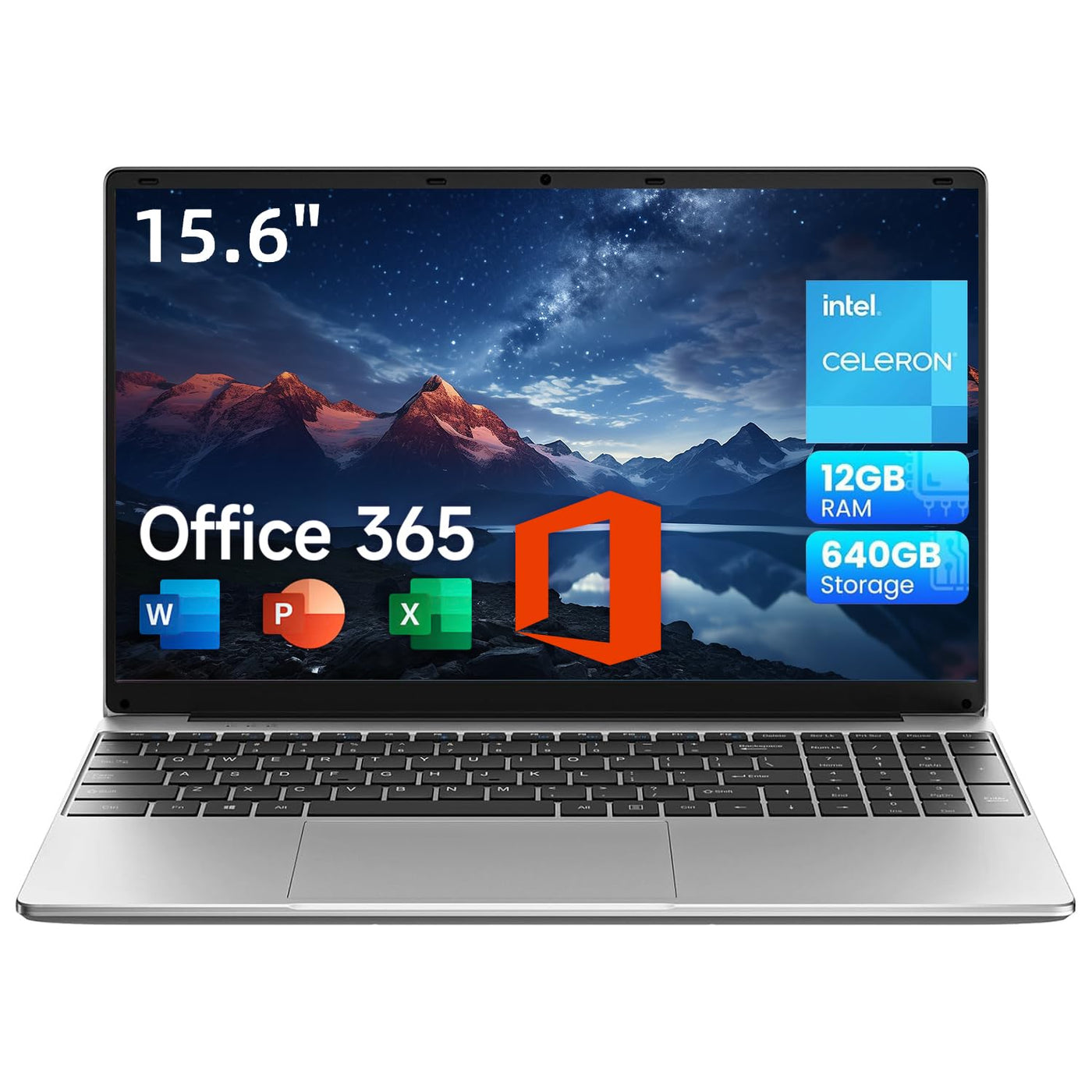 jumper Laptop 15,6 Zoll FHD Display, 12 GB RAM 640 GB ROM, Office 365, Prozessor 5205U Notebook, Akku 38 Wh, Zwei Stereo-Lautsprecher, Typ-C, USB 3.0, Digitale Tastatur