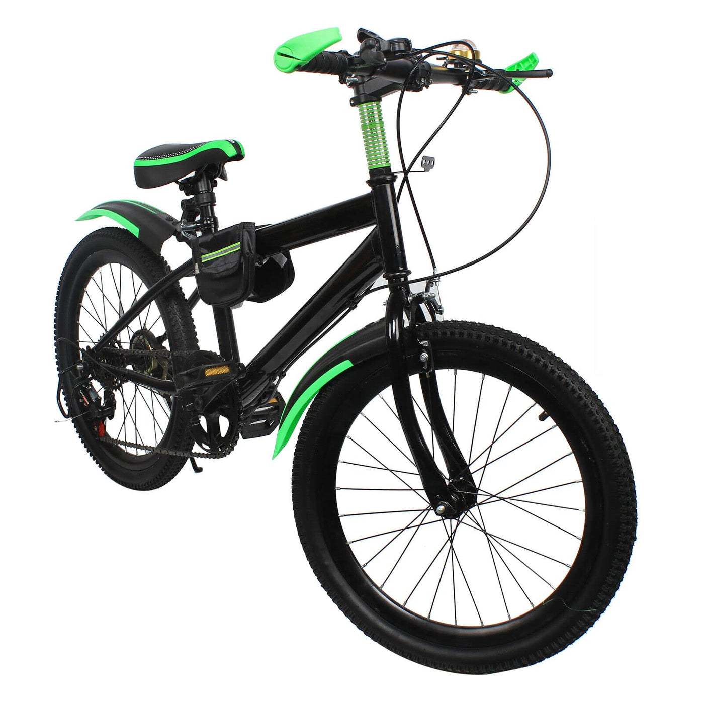 Brride 20 Zoll Kinderfahrrad, 7 Gang Mountainbike Fahrrad mit Wasserbecherhalter & Kompass-Glocke, Doppelscheibenbremse Fahrräder mit Klemmbremse & Haltebremse, Geschenke für Jungen und Mädchen