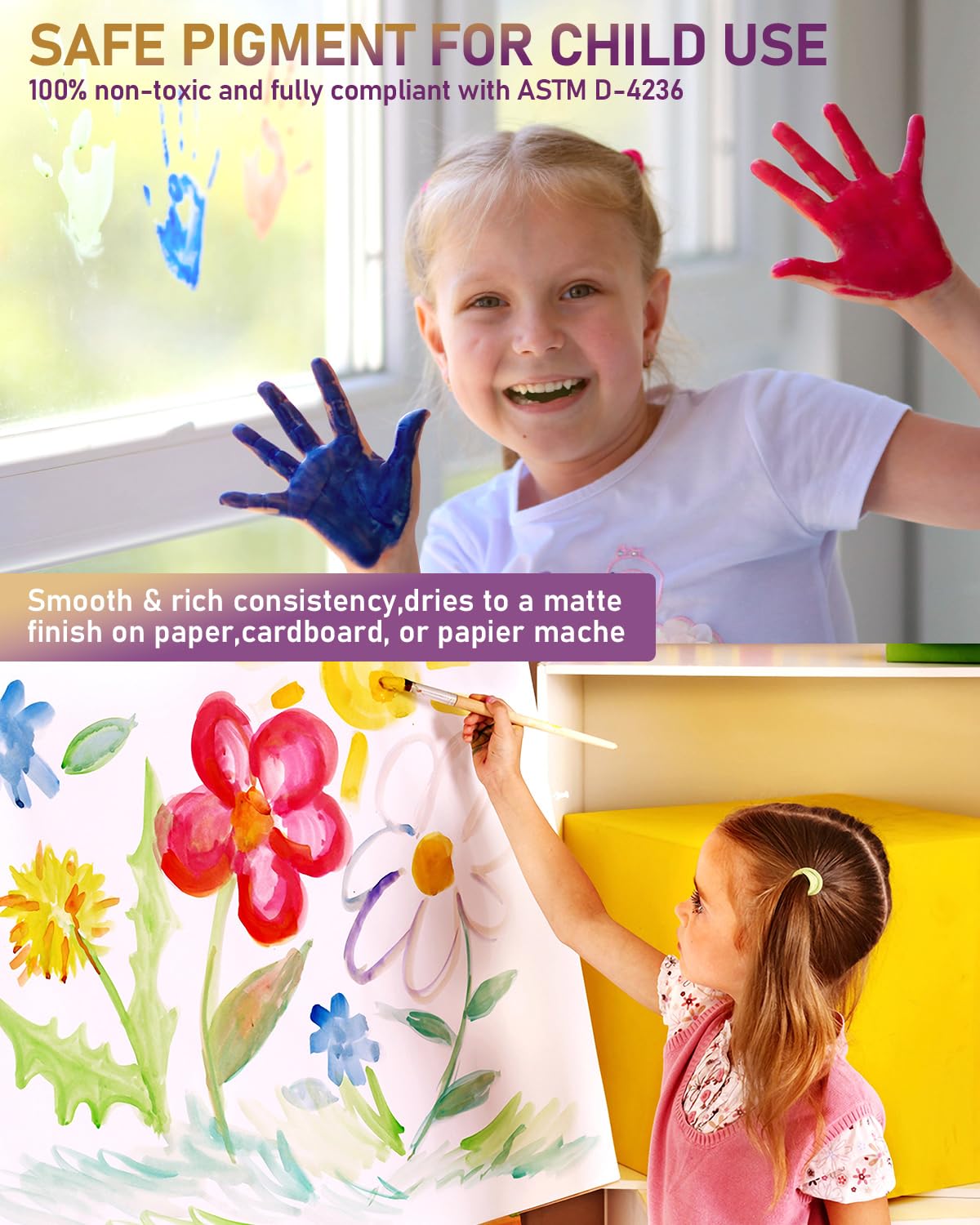 Nicpro 14 Farben X 500 ML abwaschbares Temperafarbe für Kinder, Fingerfarben Ungiftig Acrylfarben Set, Fingermalfarbe für Kunst, Handwerk diy, Poster, Schule, Weihnachten, Party, Klassenzimmer