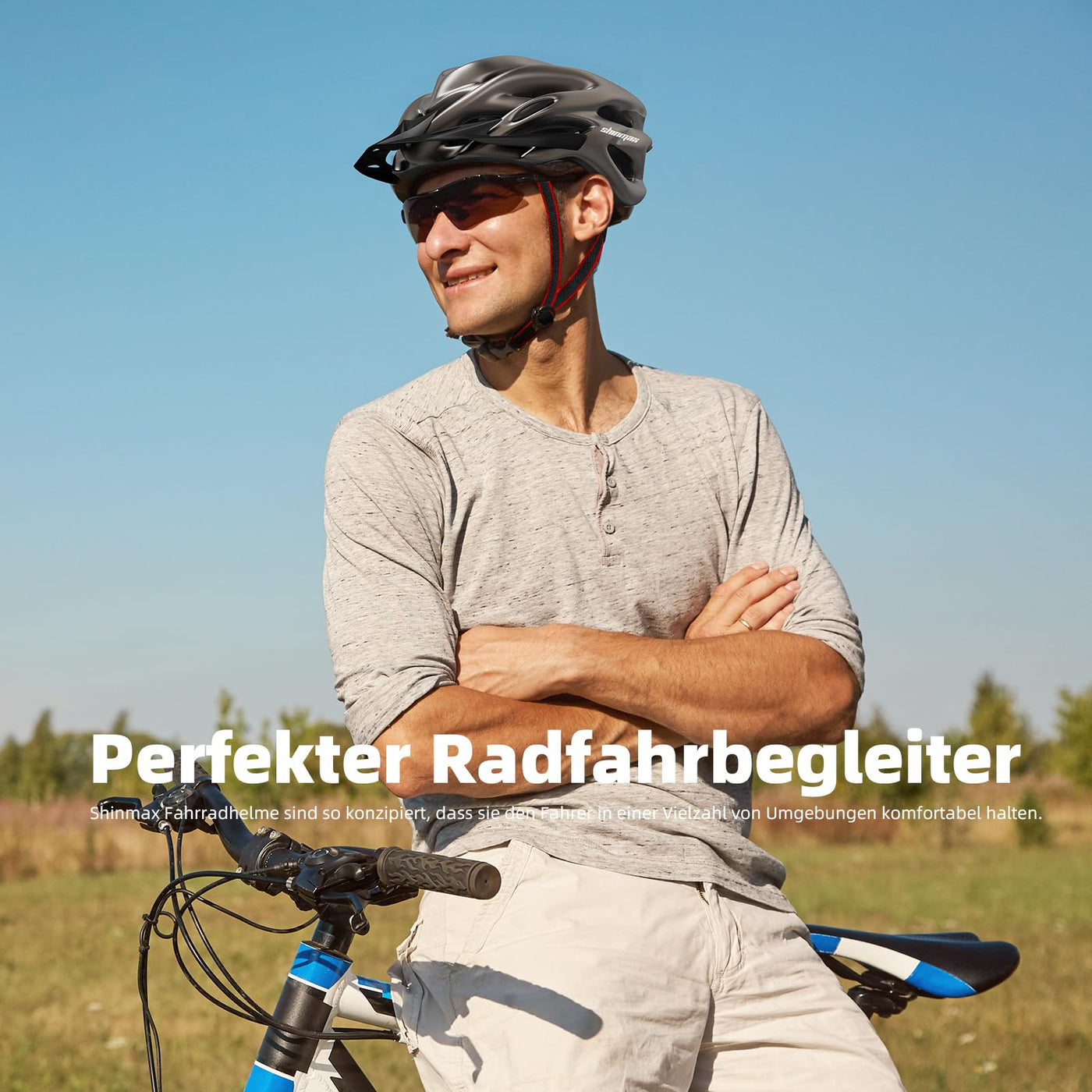 Shinmax Fahrradhelm Herren Fahrradhelm Damen Fahrradhelm mit Visier Abnehmbarer Fahrradhelm mit Licht MTB Fahrrad Helm Erwachsenen Unisex Mountainbike Helm Radhelm Rennradhelm 57-62cm