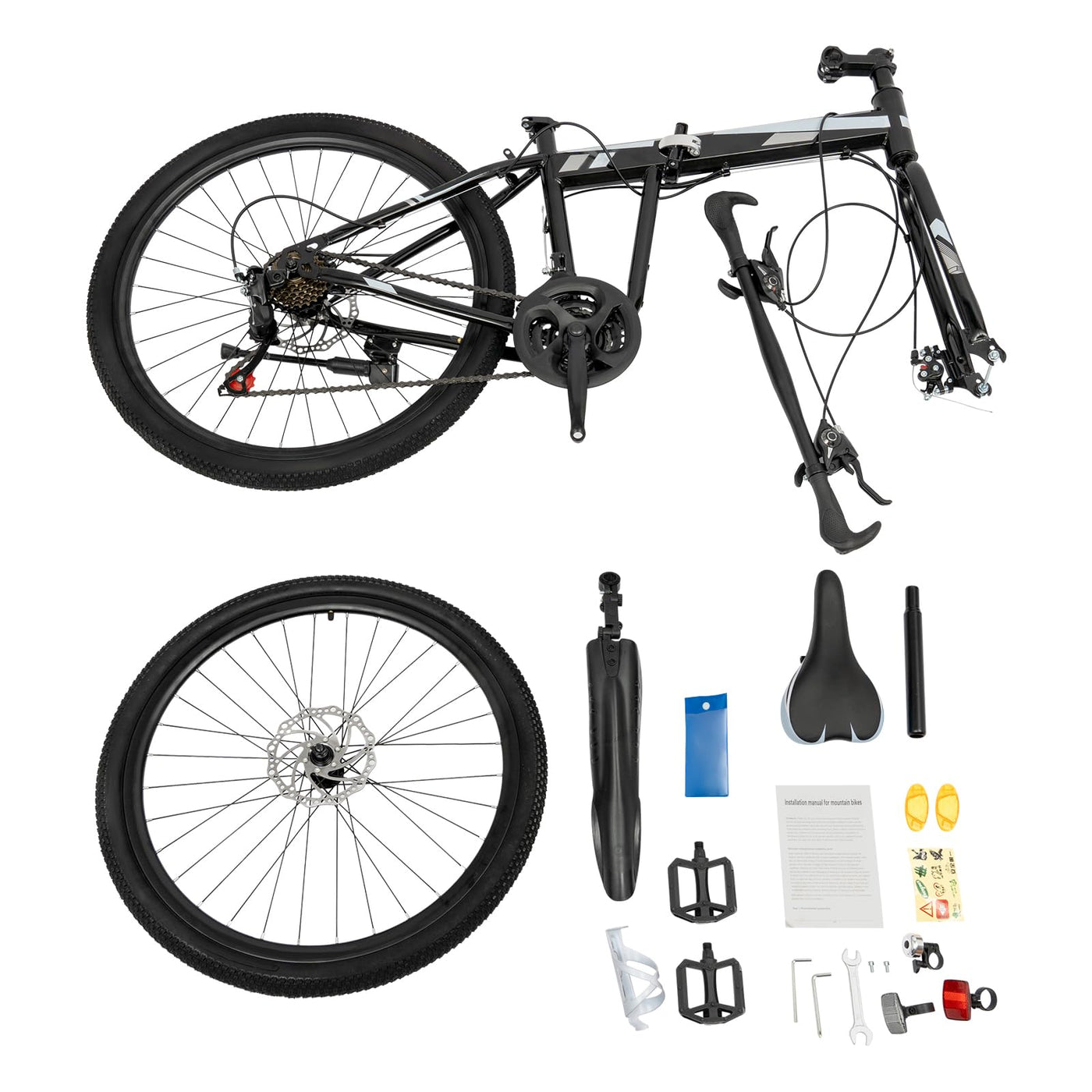 AOOUNGM 26 Zoll Mountainbike Erwachsenen, 21 Gang Fahrrad Jungen, Klappbares Hochkohlenstoffhaltiger Stahl MTB, Mountainbike für Damen & Herren