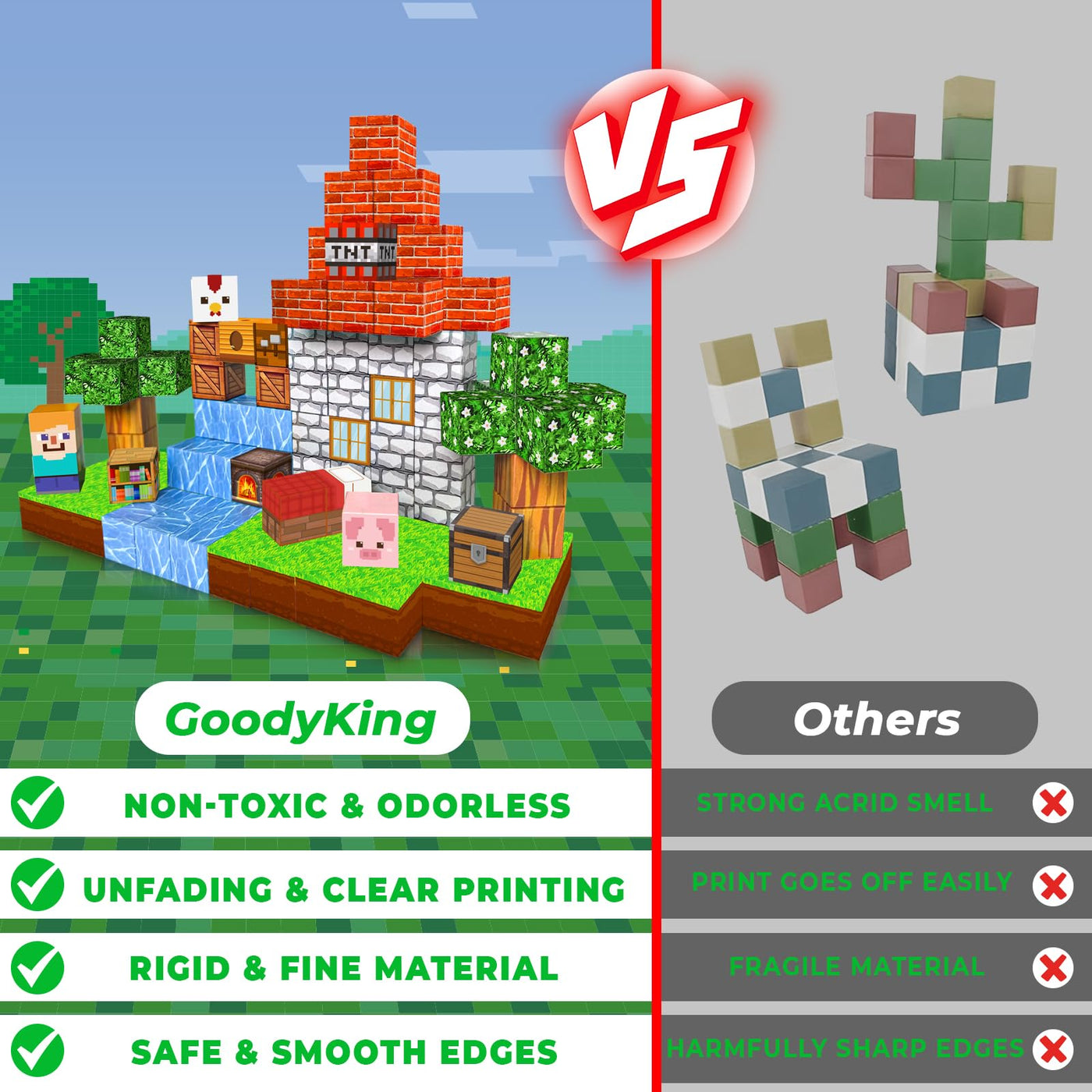 Goody King Magnetische Bausteine Bauspielzeug 100 Pcs Magnetbausteine für Kinder Montessori Kreative Spielzeug ab 4 5 6 7 8 9 Jahre Junge und Mädchen Magnetic Blocks Geschenke für Kinder