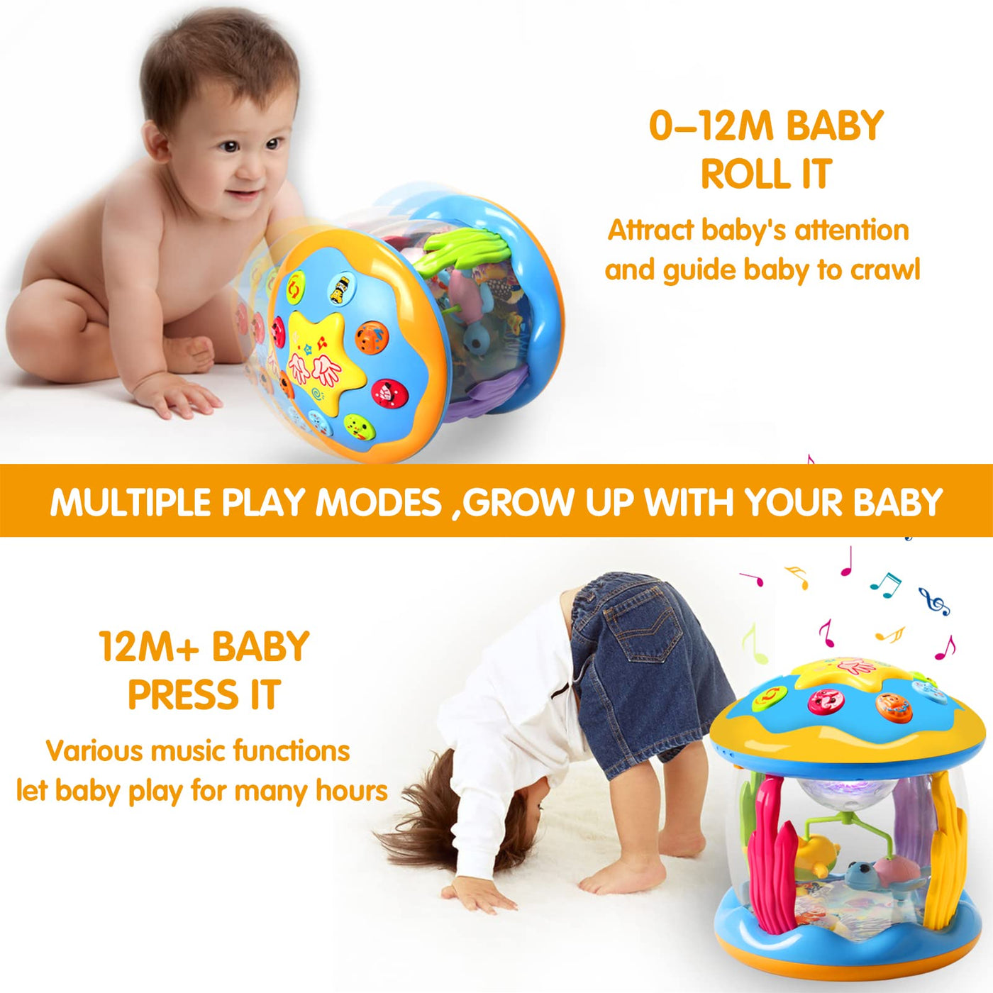 Baby Spielzeug Mädchen Junge Drehender Projektor 12 18 Monate mit Musik/Licht Kinderspielzeug ab 1 2 jahr Kinder Babyspielzeug Geschenk Frühes Lernen für Kleinkind